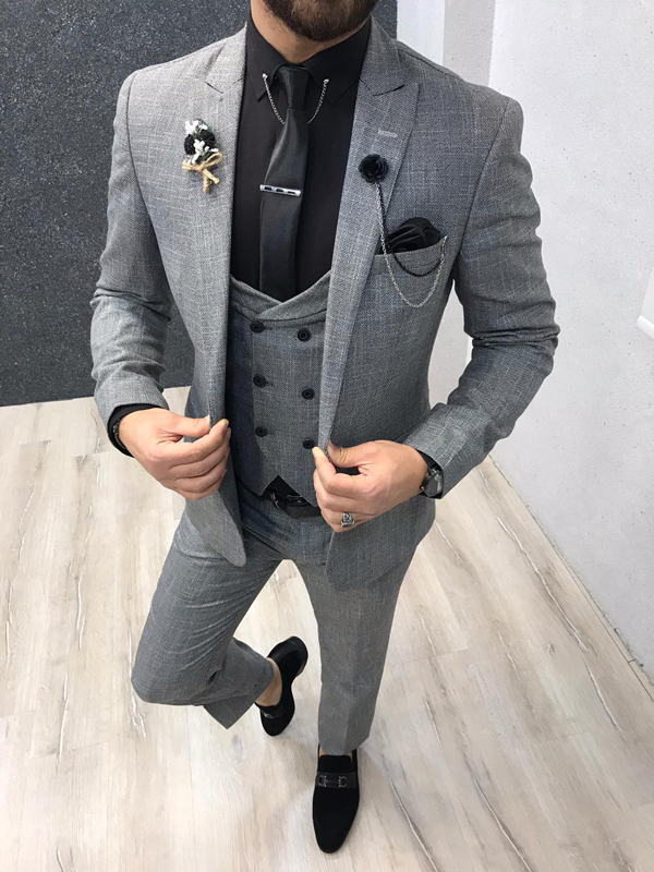 Wanker Gray Slim Fit Wool Suit - GENT WITH