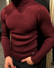 GentWith Bellevue Burgundy Slim Fit Turtleneck Sweater - GENT WITH