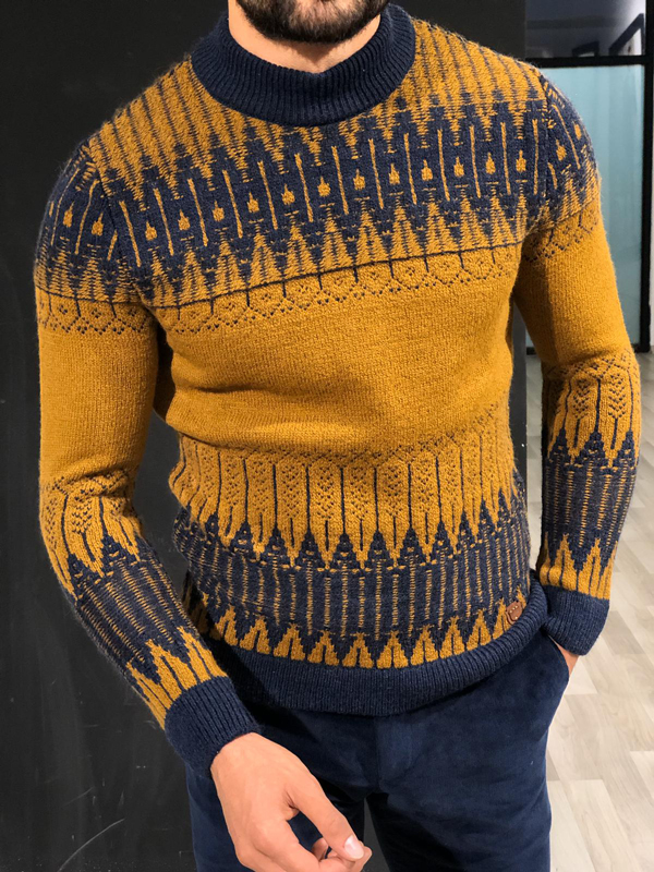 Buy Yellow Mock Turtleneck Wool Sweater by GentWith | Free Shipping