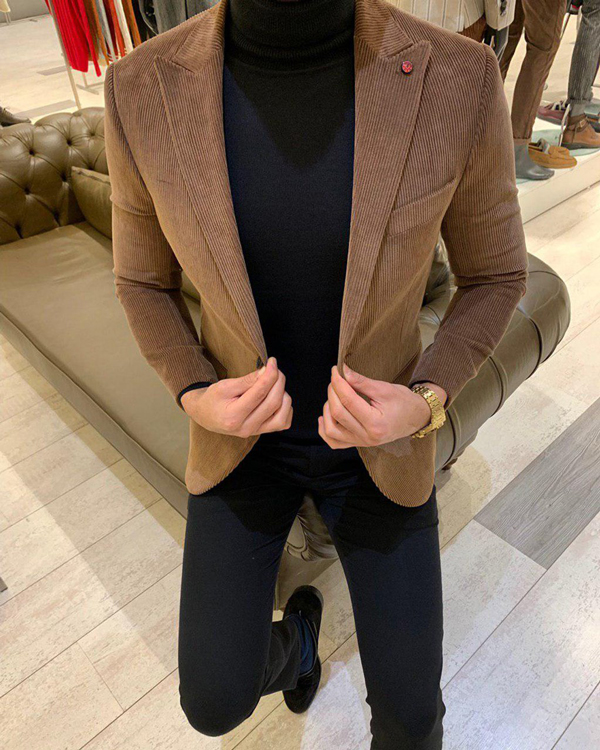 viering Andere plaatsen Proportioneel GentWith Laredo Brown Slim Fit Corduroy Blazer - GENT WITH