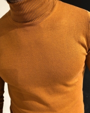 GentWith Sioux Beige Brown Slim Fit Turtleneck Sweater