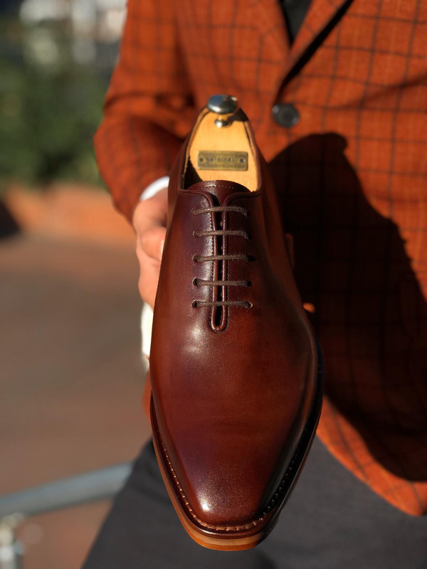 Brown Leather Wholecut by GentWith.com with Free Worldwide Shipping