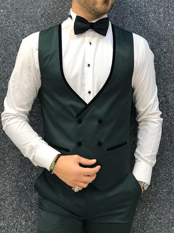 Green Slim Fit Tuxedo by GentWith.com with Free Worldwide Shipping