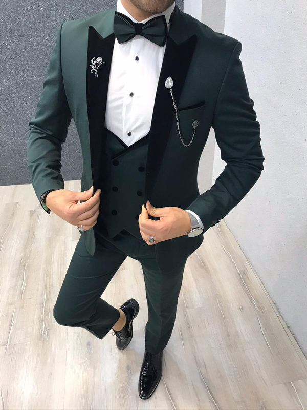 Green Slim Fit Tuxedo by GentWith.com with Free Worldwide Shipping