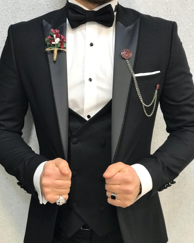 Buy Black Slim Fit Peak Lapel Tuxedo by GentWith.com | Free Shipping