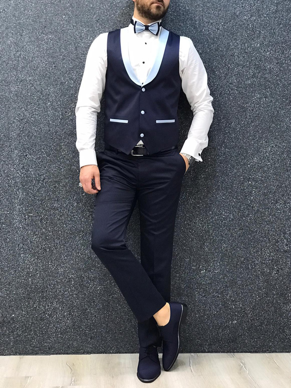 Sky Blue Slim Fit Tuxedo by GentWith.com with Free Worldwide Shipping