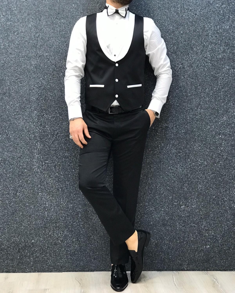 White Slim Fit Tuxedo by GentWith.com with Free Worldwide Shipping