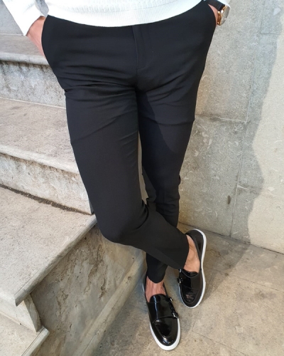 Buy Black Slim Fit Cotton Pants by