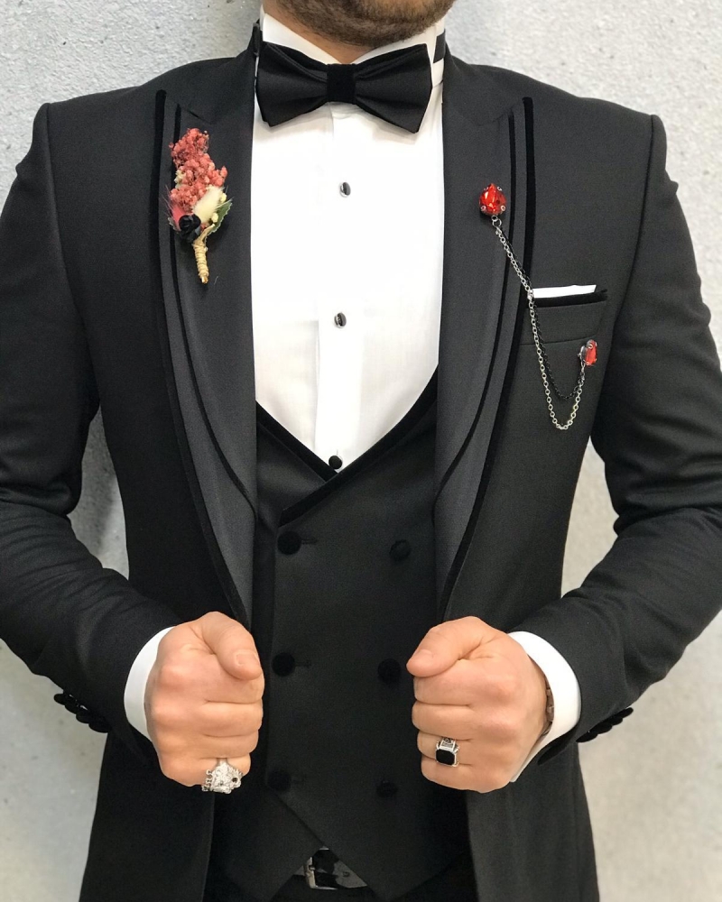 Black Slim Fit Tuxedo by GentWith.com with Free Worldwide Shipping