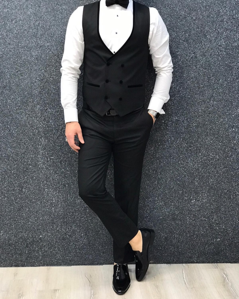 Black Slim Fit Tuxedo by GentWith.com with Free Worldwide Shipping