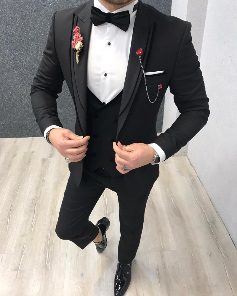 Black Slim Fit Tuxedo by GentWith.com with Free Worldwide Shipping