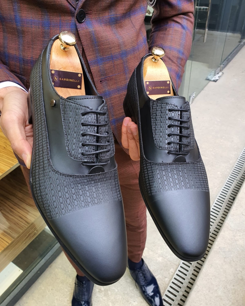 Black Leather Laced Oxford by GentWith.com with Free Worldwide Shipping