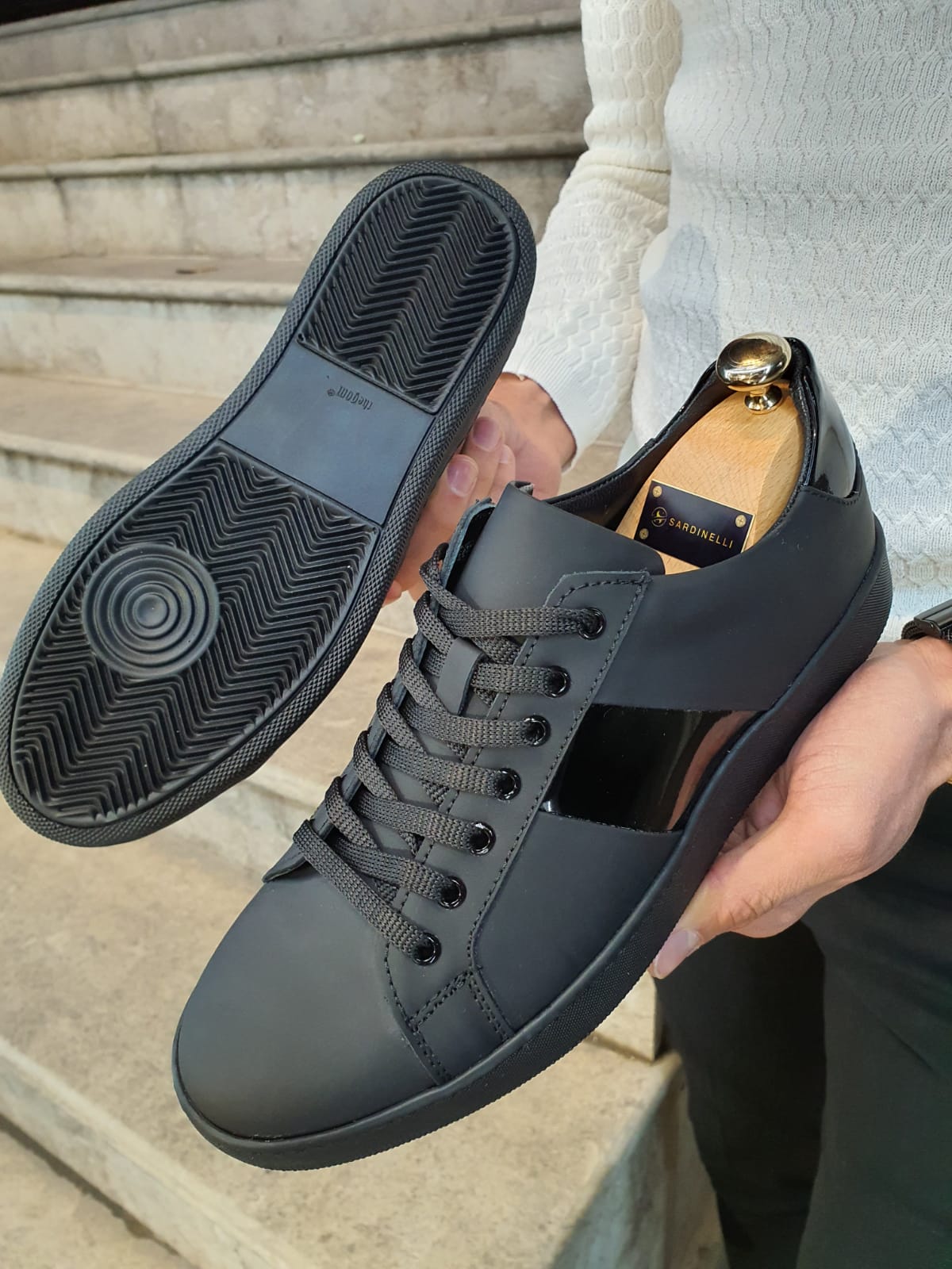Buy Matte Black Lace Up Sneakers by GentWith