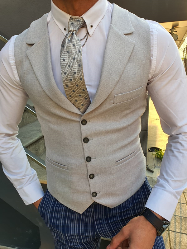 Buy Gray Slim Fit Vest by Gentwith.com with Free Shipping