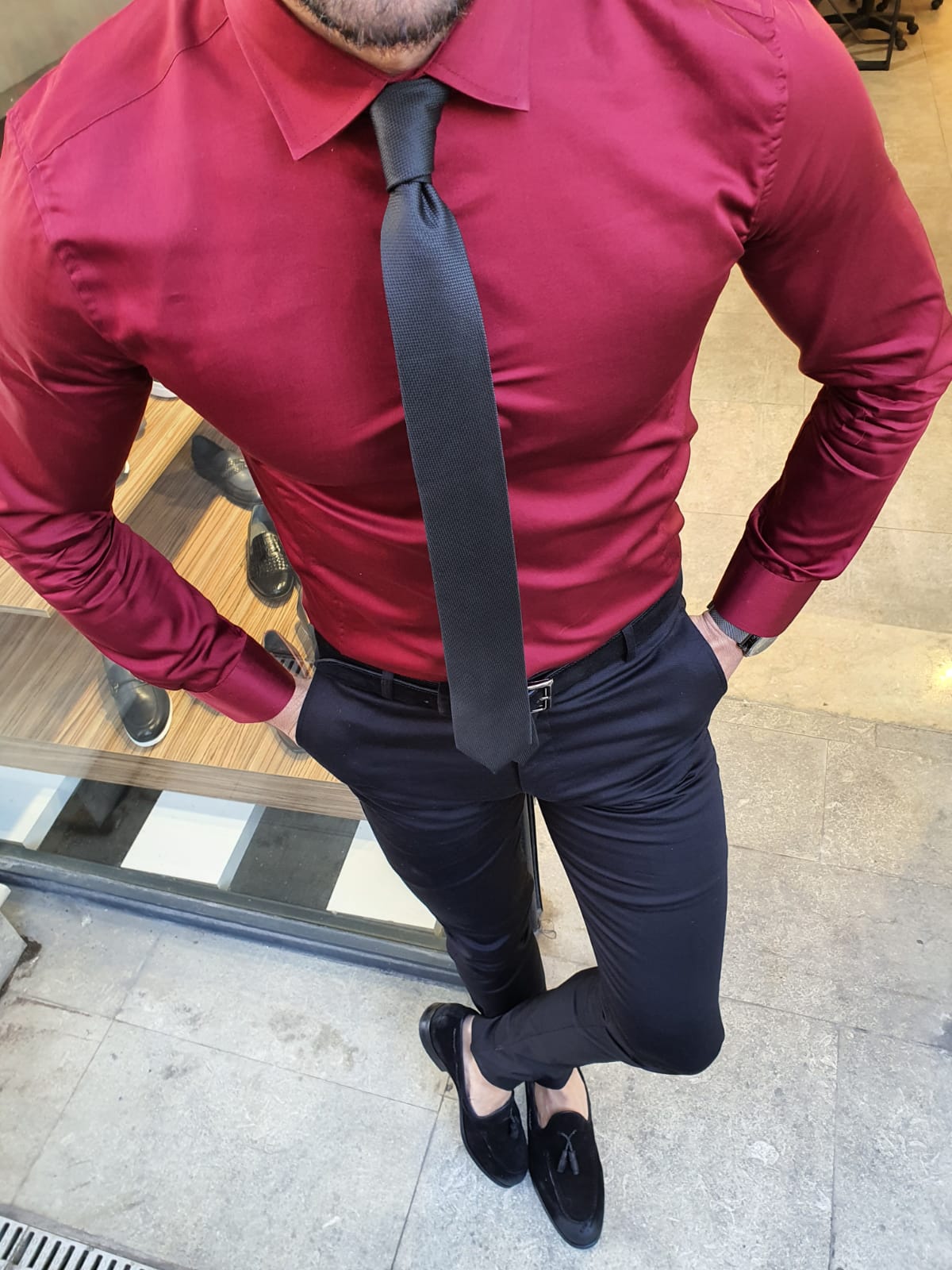 voorspelling Prelude Serena Buy Burgundy Slim Fit Cotton Shirt by GentWith.com with Free Shipping