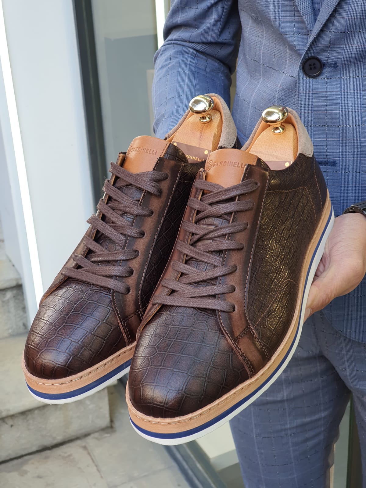 Buy Brown Lace Up Sneakers by GentWith | Free Shipping