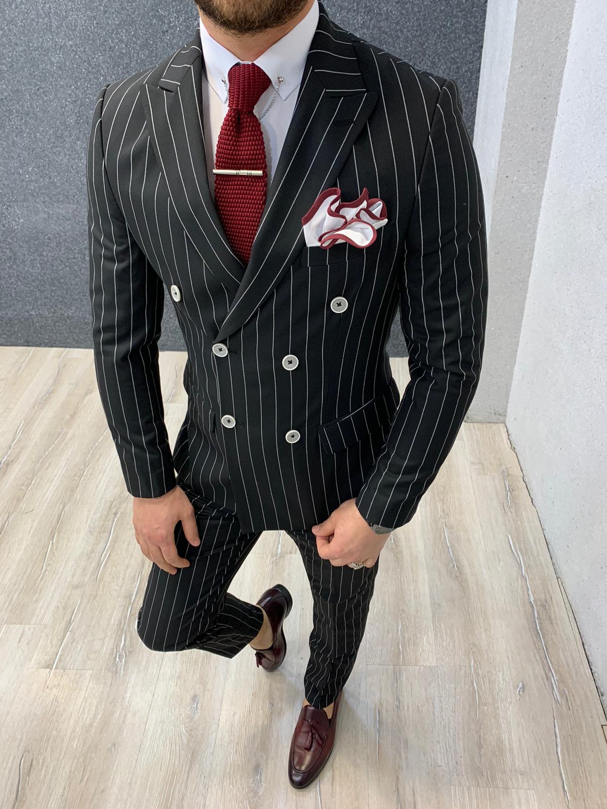 Black And Red Pinstripe Suits