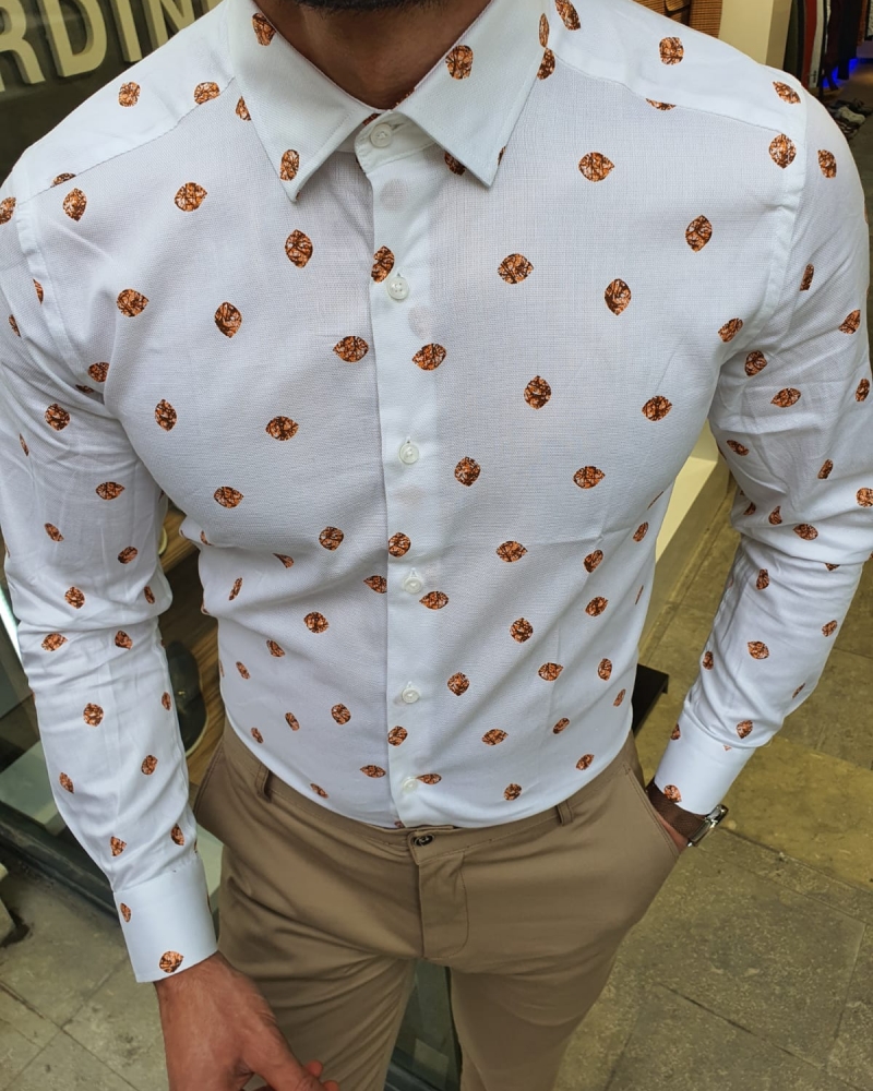 Orange Slim Fit Cotton Shirt by GentWith.com with Free Worldwide Shipping