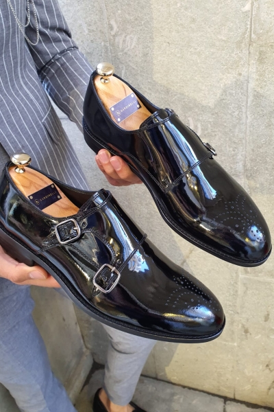 Black Classic Double Monk Strap by GentWith.com with Free Worldwide Shipping