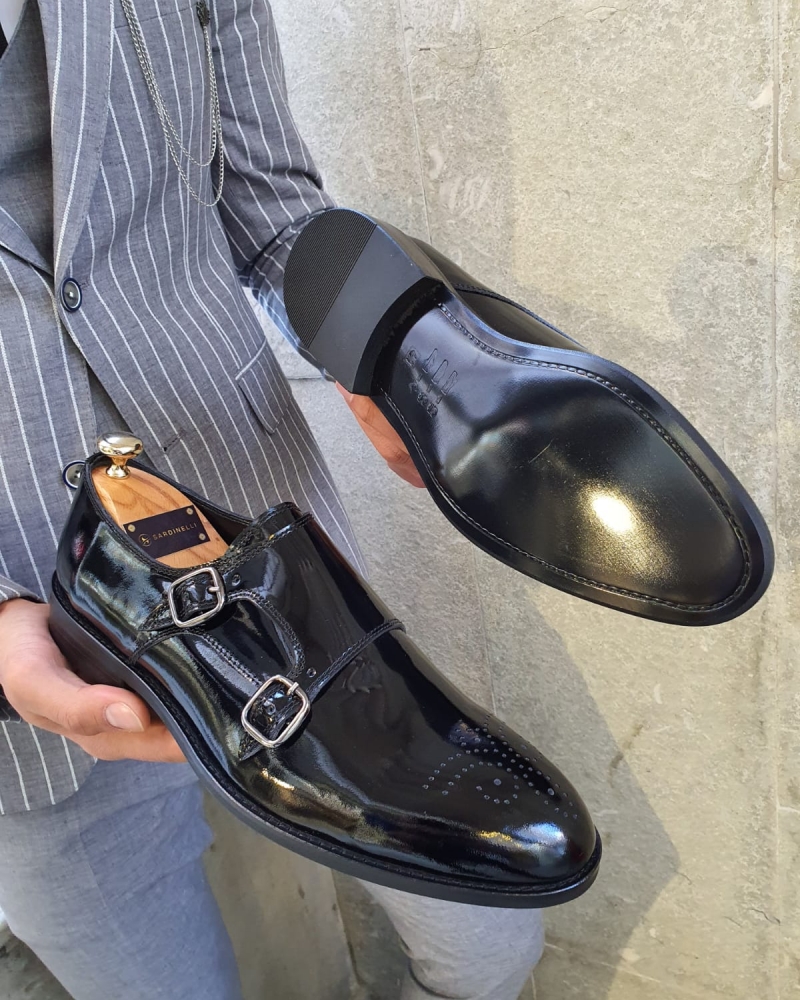 Black Classic Double Monk Strap by GentWith.com with Free Worldwide Shipping
