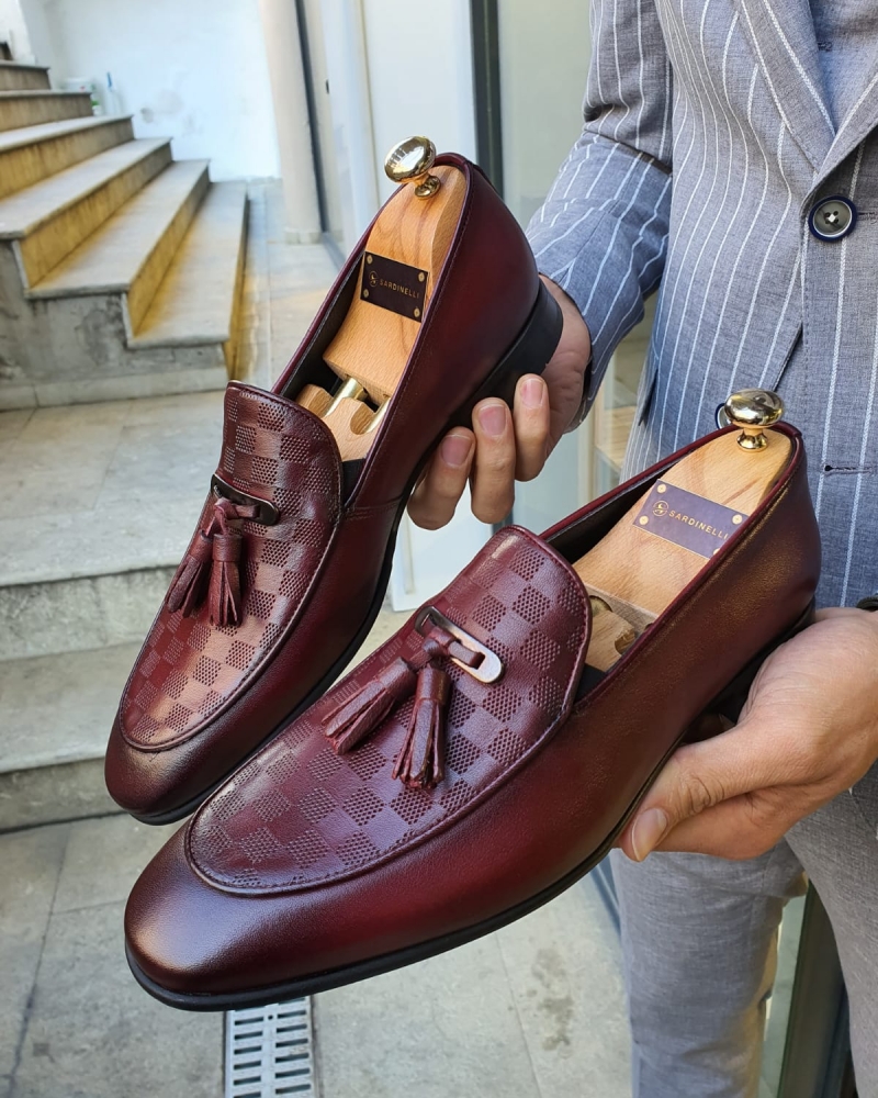 Burgundy Tassel Loafer by GentWith.com with Free Worldwide Shipping