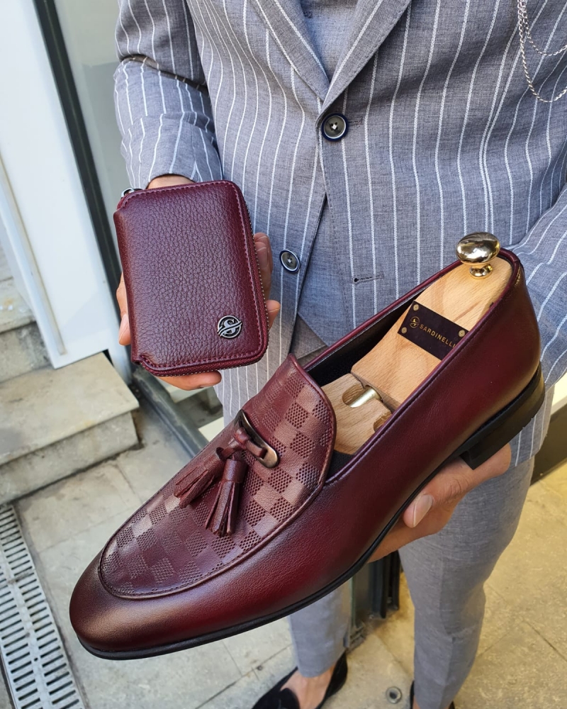 Burgundy Tassel Loafer by GentWith.com with Free Worldwide Shipping