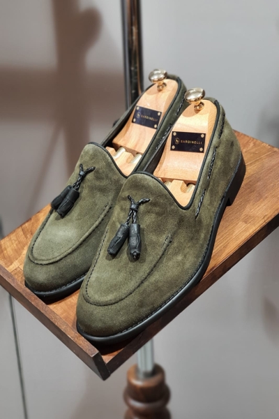 Khaki Suede Tassel Loafers by GentWith.com with Free Worldwide Shipping