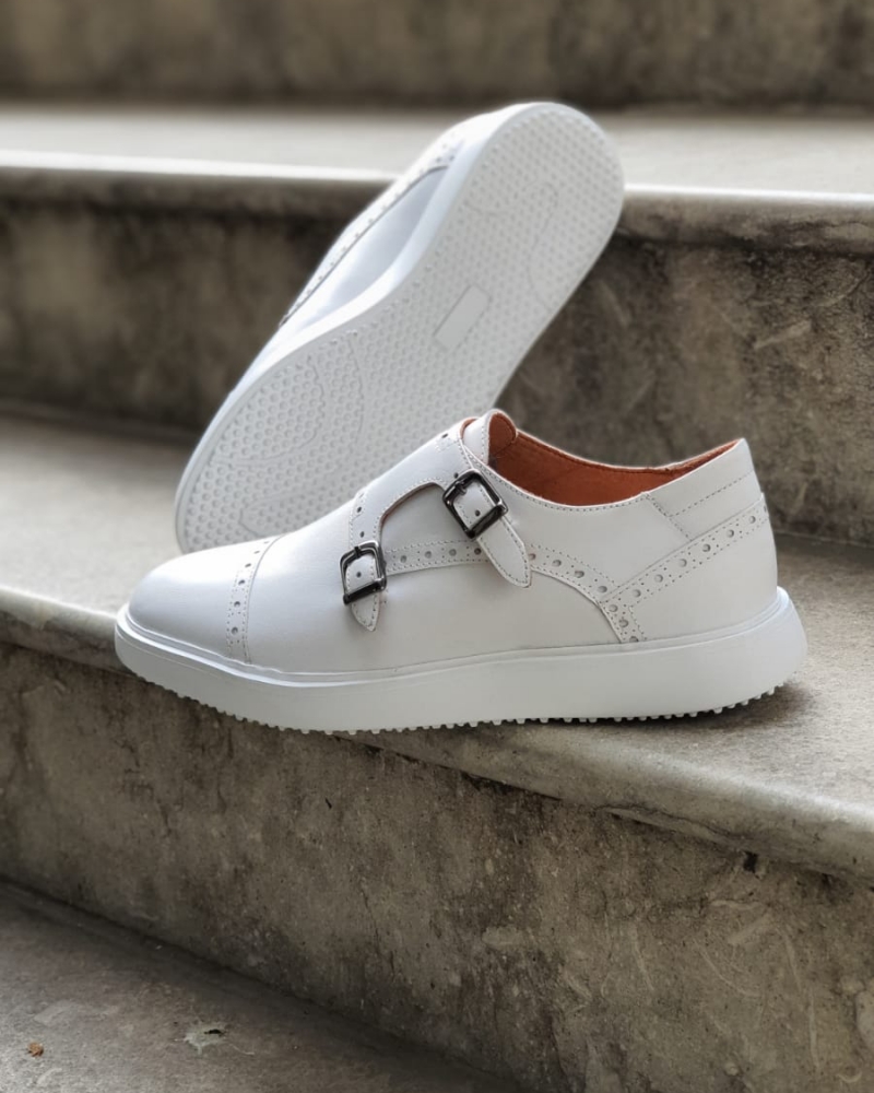 white monk strap shoes