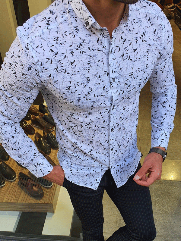 Buy Black Slim Fit Floral Cotton Shirt by GentWith.com with Free Shipping