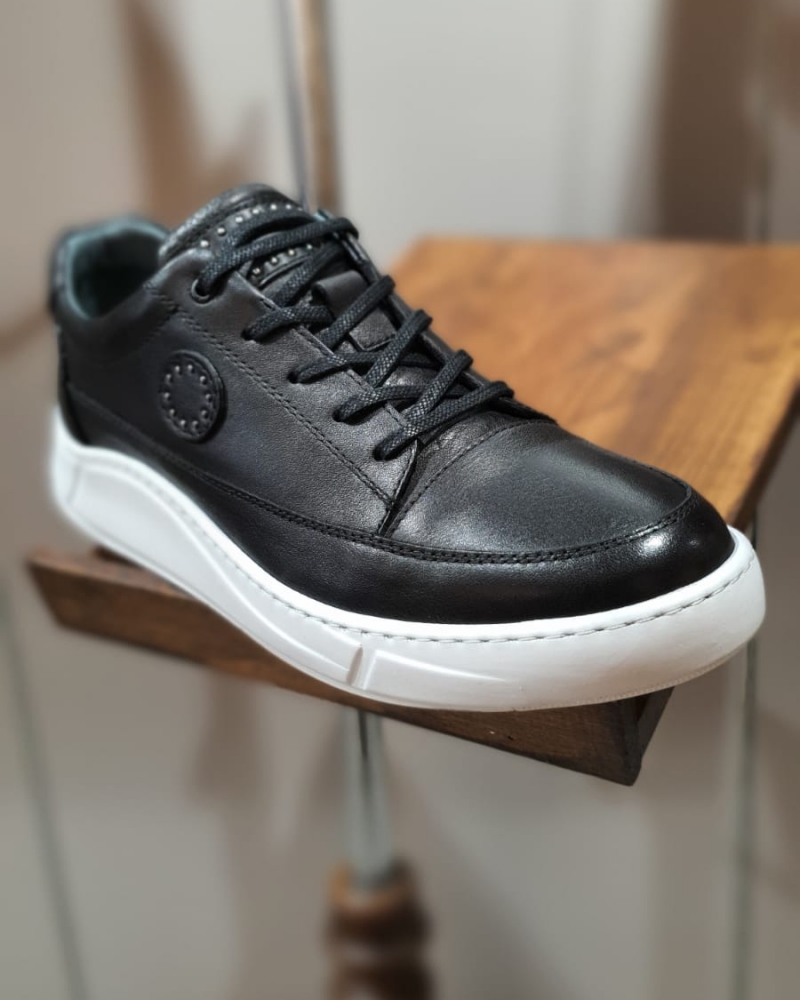 Black Mid-Top Sneakers by GentWith.com with Free Worldwide Shipping