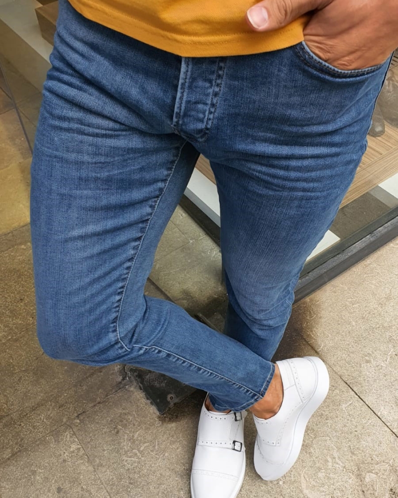 Blue Handmade Jeans by GentWith.com with Free Worldwide Shipping
