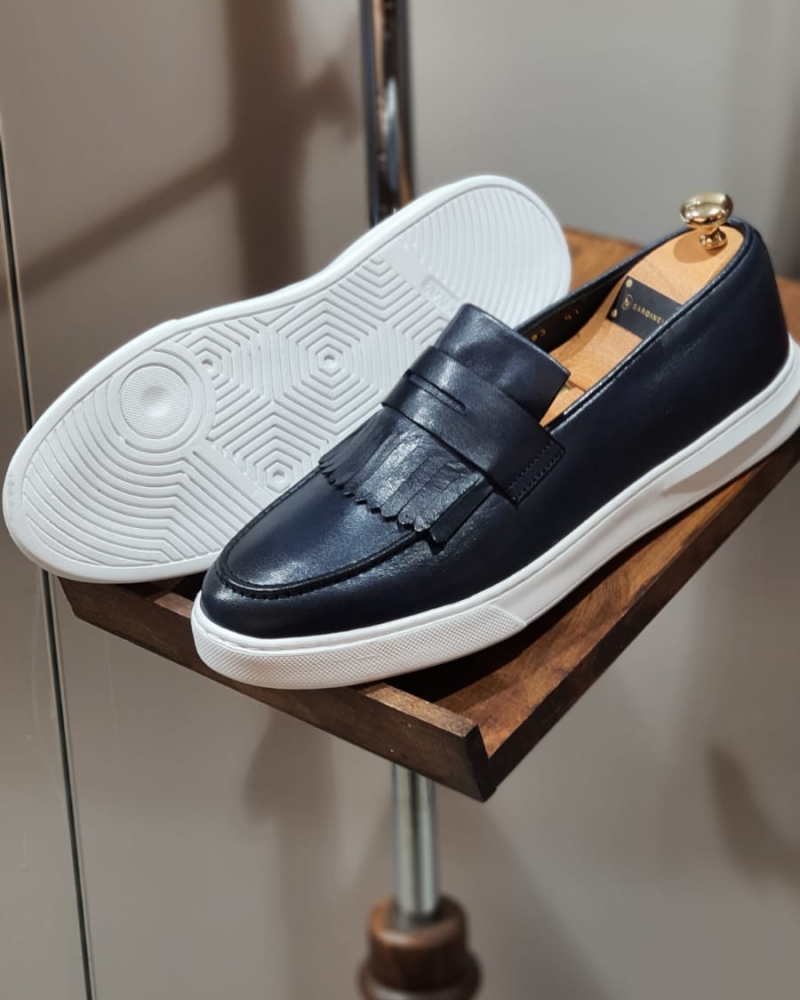 Buy Navy Blue Kilt Loafers by GentWith.com with Free Shipping