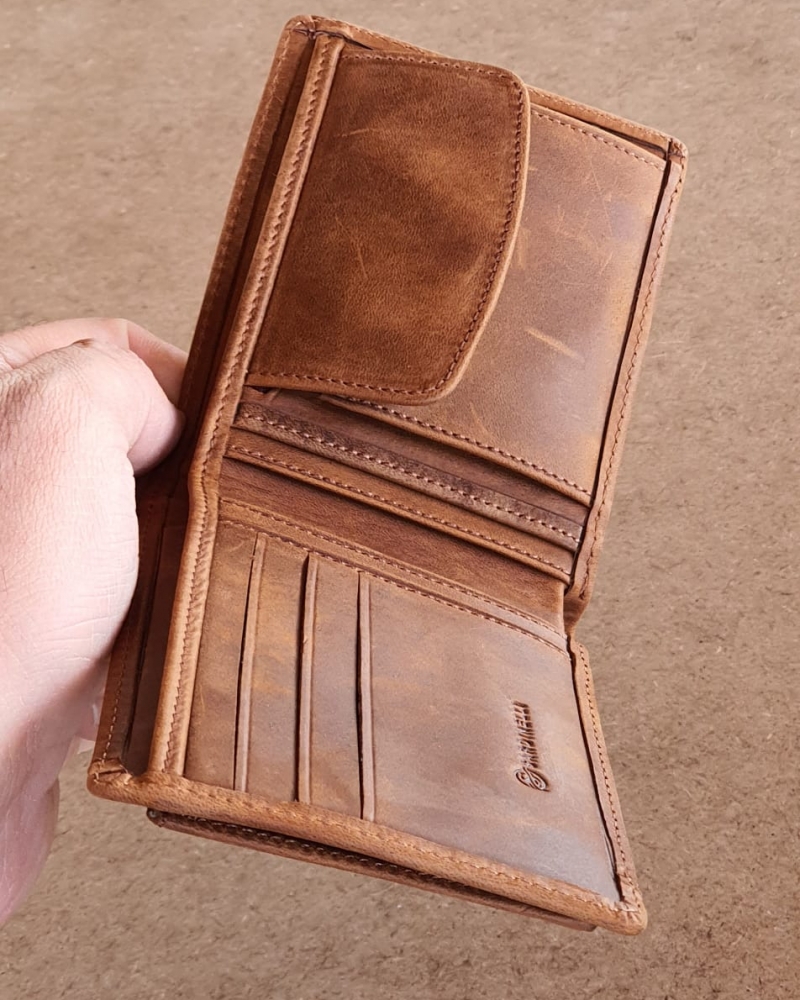 Tan Leather Wallet by GentWith.com with Free Worldwide Shipping