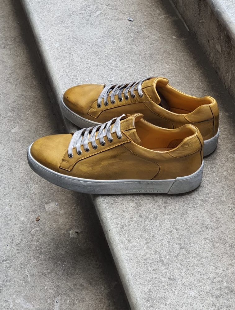 Buy Yellow Mid Top Sneakers by GentWith.com with Free Shipping