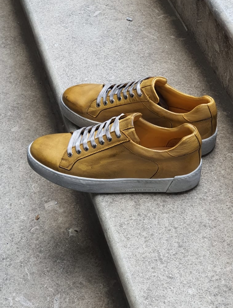 Yellow Mid-Top Sneakers by GentWith.com with Free Worldwide Shipping