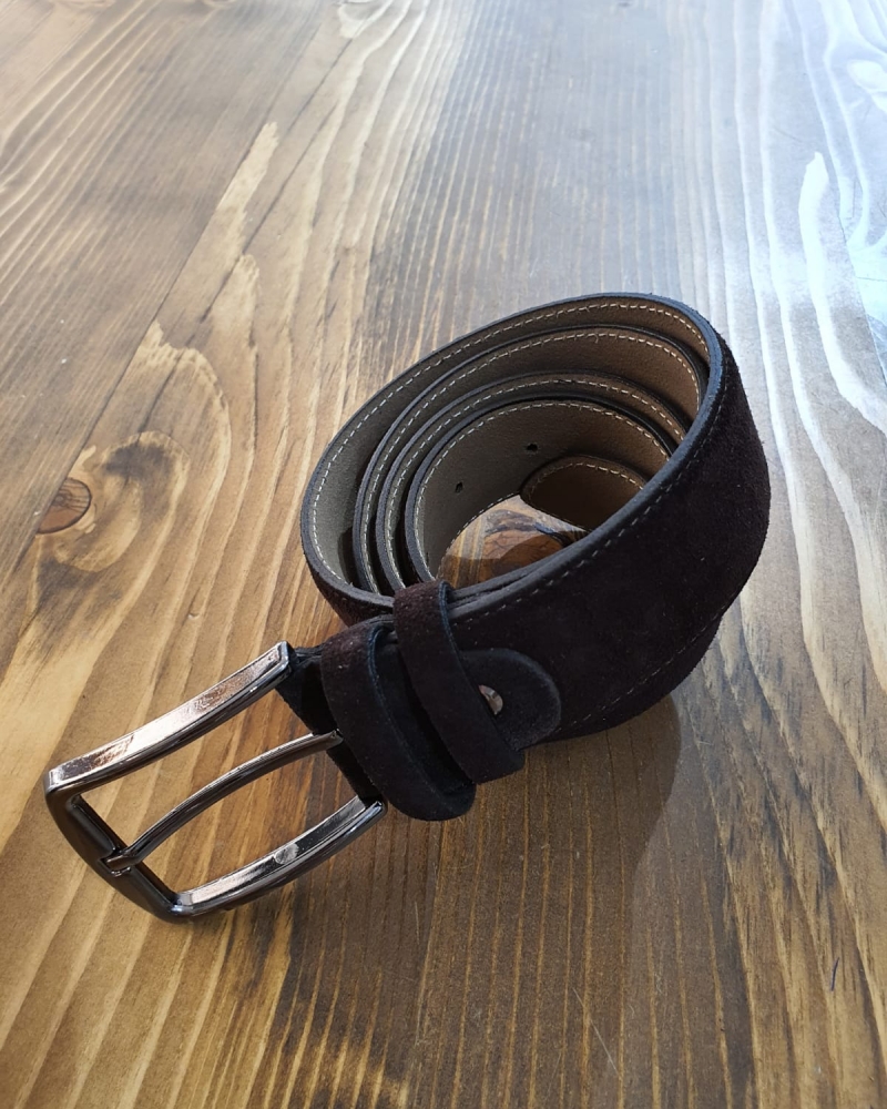 Brown Suede Leather Belt for Men by GentWith.com with Free Worldwide Shipping