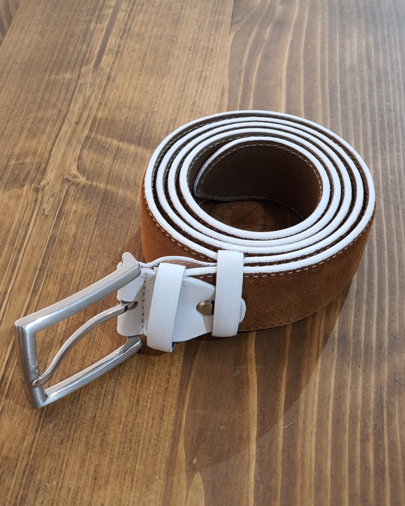 Cinnamon Suede Leather Belt for Men by GentWith.com with Free Worldwide Shipping