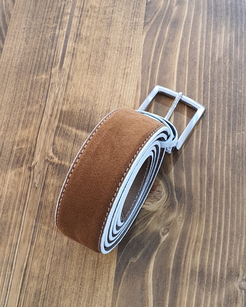 Cinnamon Suede Leather Belt for Men by GentWith.com with Free Worldwide Shipping