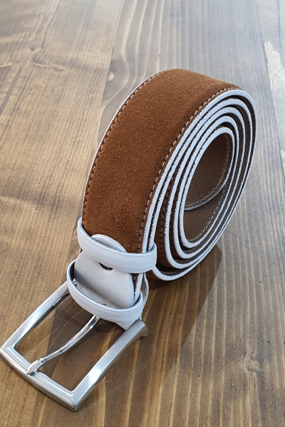 Cinnamon Suede Leather Belt for Men by GentWith.com with Free Worldwide Shipping