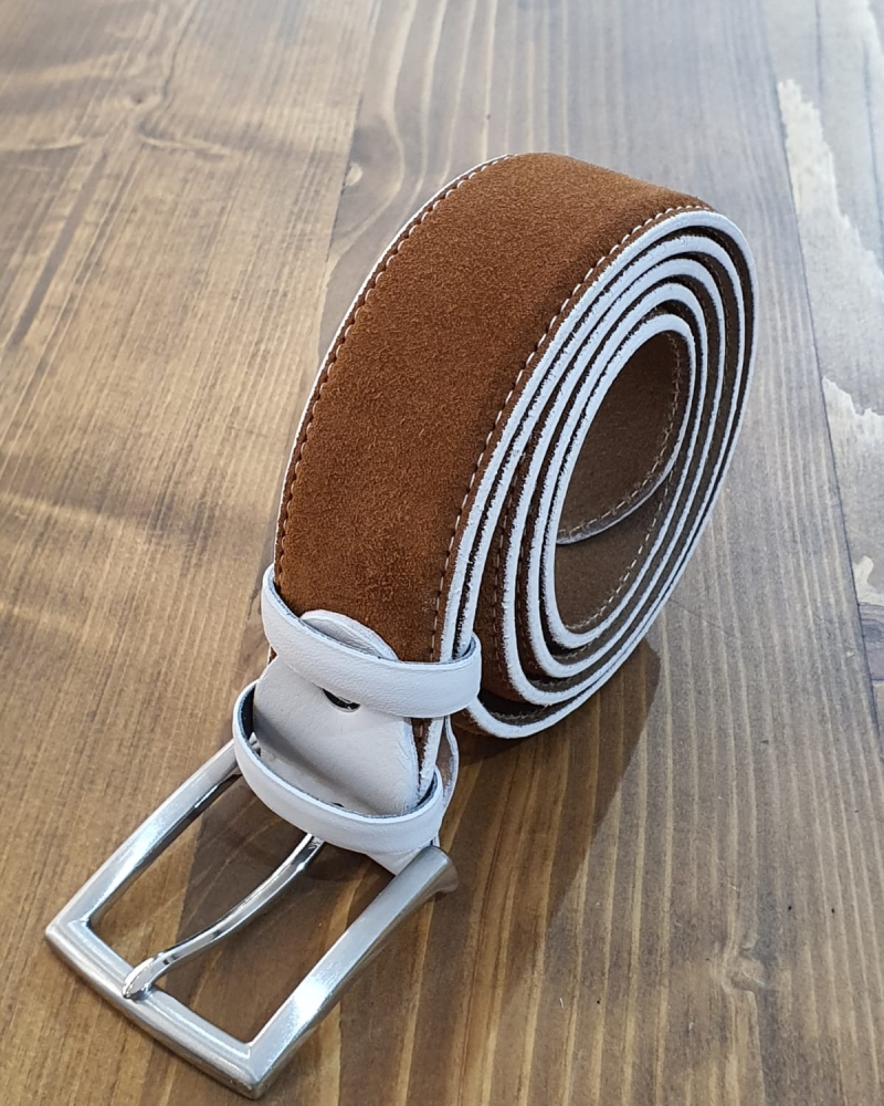 Cinnamon Suede Leather Belt for Men by GentWith.com with Free Worldwide Shipping