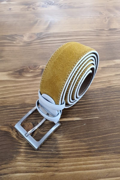 Yellow Suede Leather Belt for Men by GentWith.com with Free Worldwide Shipping