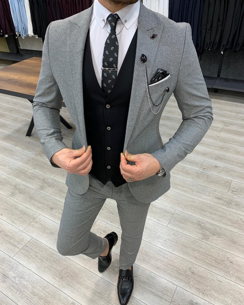 Gray Slim Fit Suit by GentWith.com with Free Worldwide Shipping