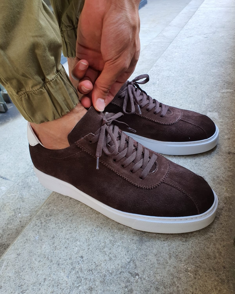 Buy Brown Mid Top Suede Sneakers by GentWith.com | Free Shipping
