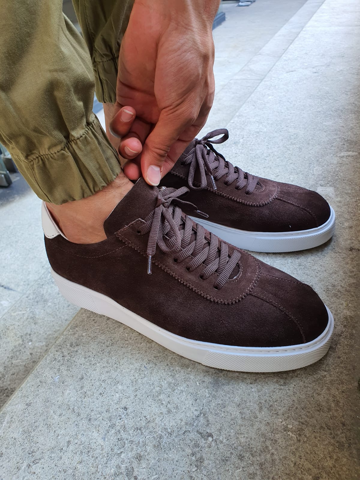 Buy Brown Mid Top Suede Sneakers by GentWith.com | Free Shipping