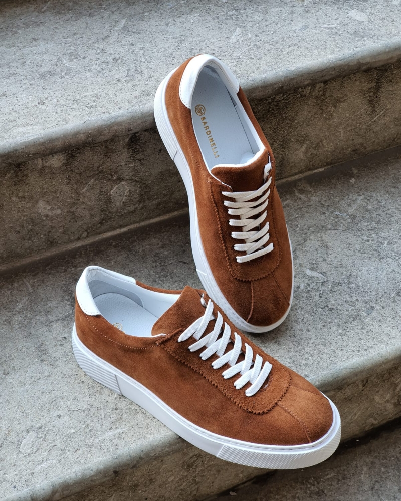 Buy Cinnamon Mid Top Suede Sneakers by GentWith.com | Free Shipping
