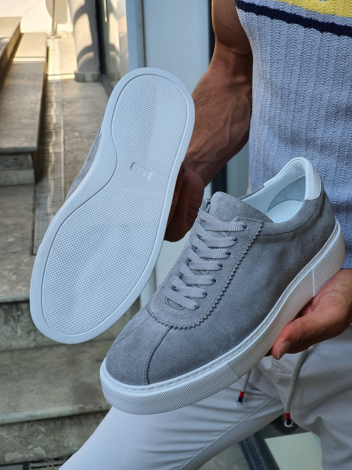 men gray sneakers