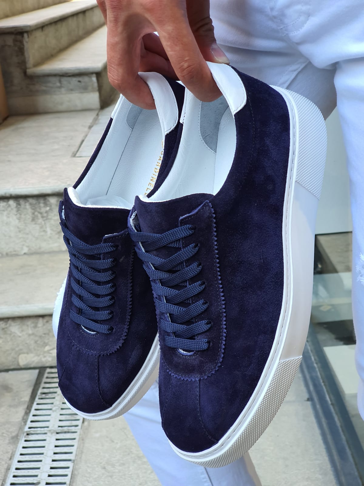 Dark Blue Suede Sneakers