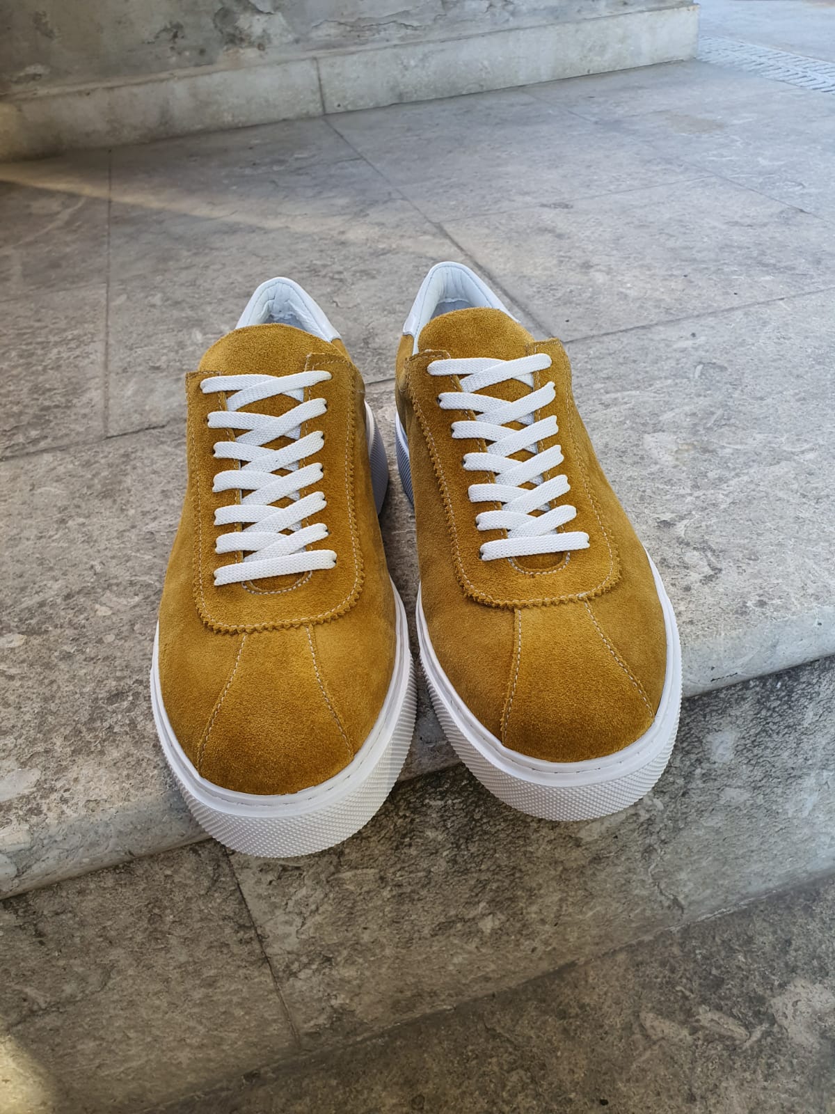 Buy Yellow Mid Top Suede Sneakers by 