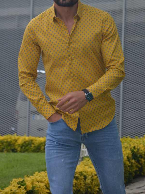 Yellow Slim Fit Casual Shirt by GentWith.com with Free Worldwide Shipping