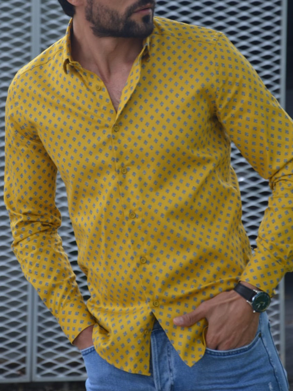 Yellow Slim Fit Casual Shirt by GentWith.com with Free Worldwide Shipping